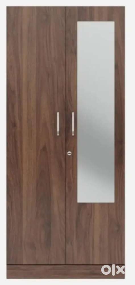 Double door wardrobe with mirror and locker