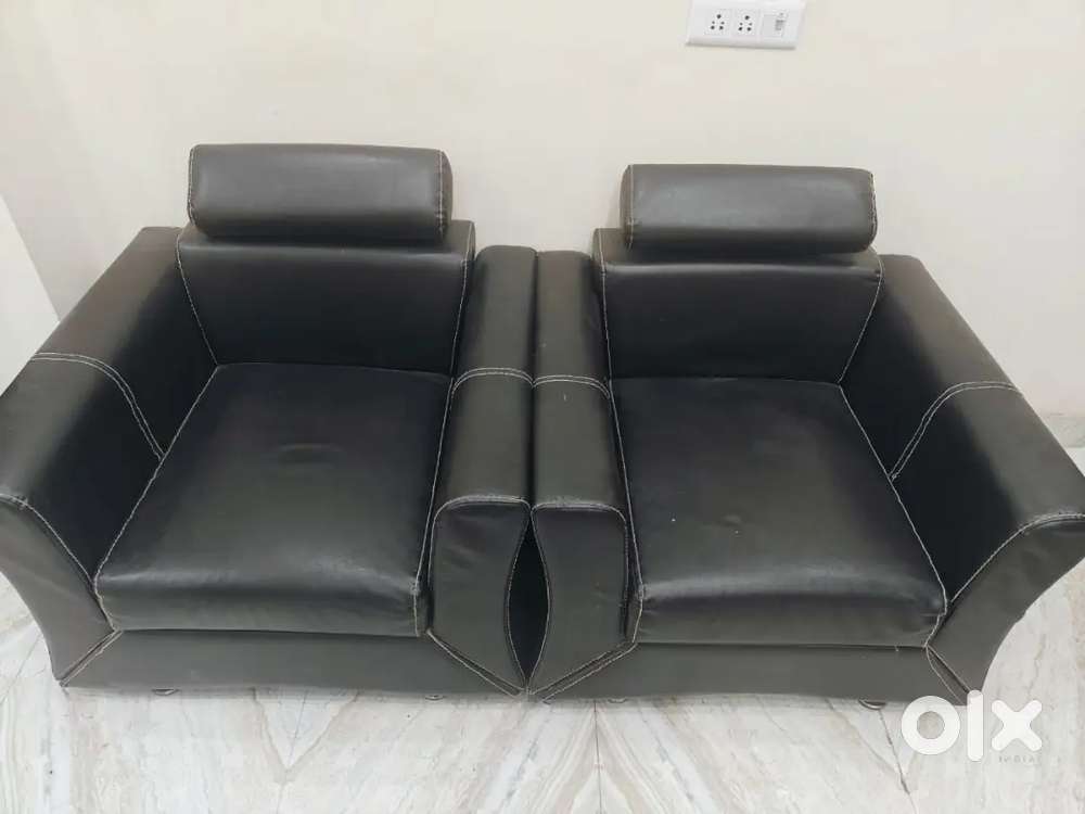 2 single seater black sofa