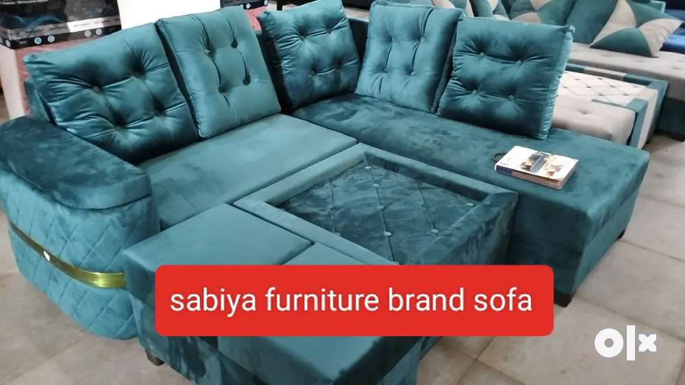 L-shaped sofa set Full covered 7 seater wooden framing