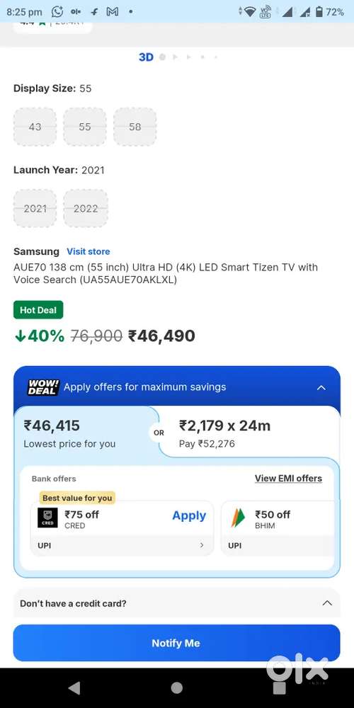 Samsung 55inch Ultra HD 4K LED TV