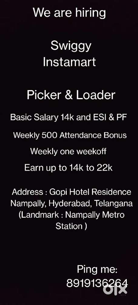 Swiggy Instamart (Picker, loader)