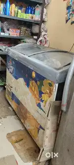 Glass top deep freezer and samsung double door refrigerator