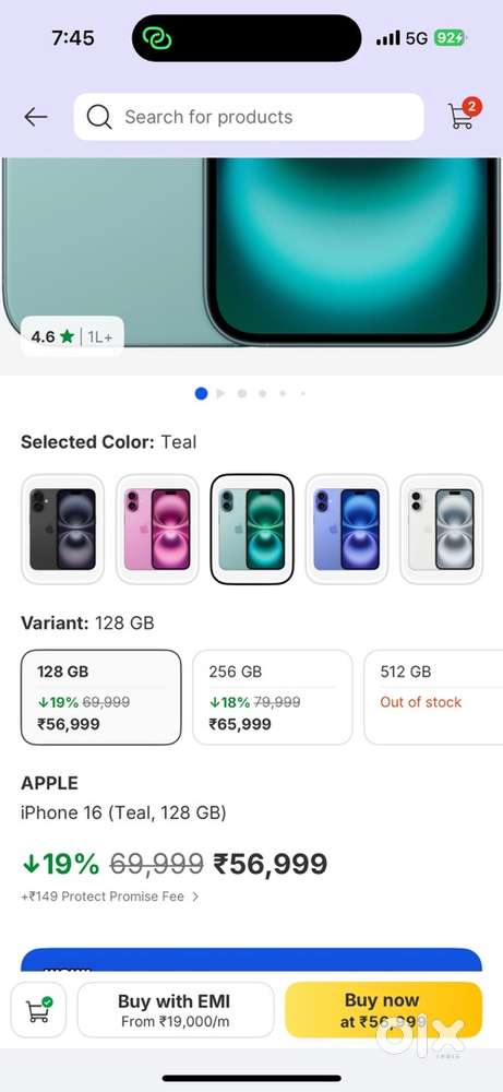iPhone 16 8gb + 128
