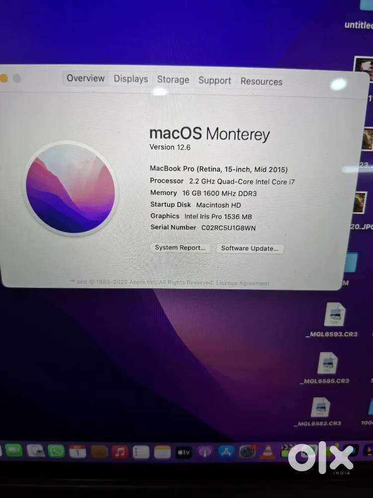 Machine book pro i7,15inch retina Rs 27000/-