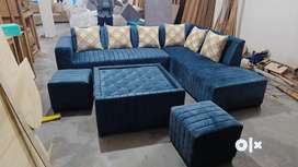 Brand New L Shape Sofa set with Table and 2 Puffies.