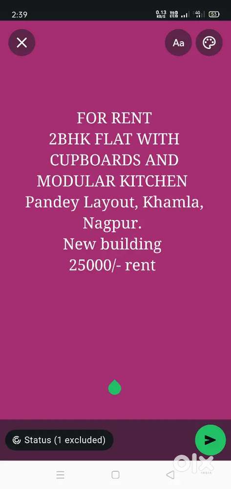 2BHK SEMI FURNISHED FLAT ON RENT AT KHAMLA NAGPUR