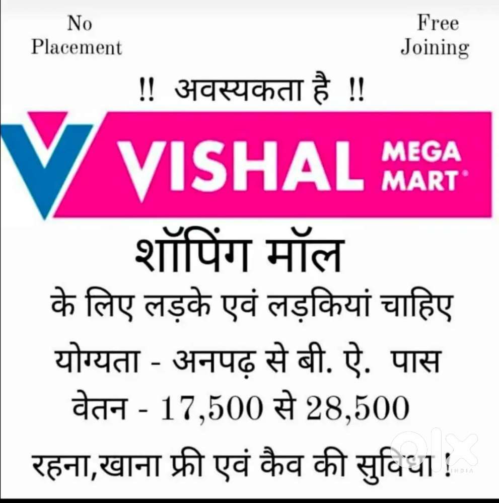 We are hiring for shopping Mall Fresher experience candidate