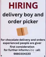 Delivery personal for distribution of chocolate's