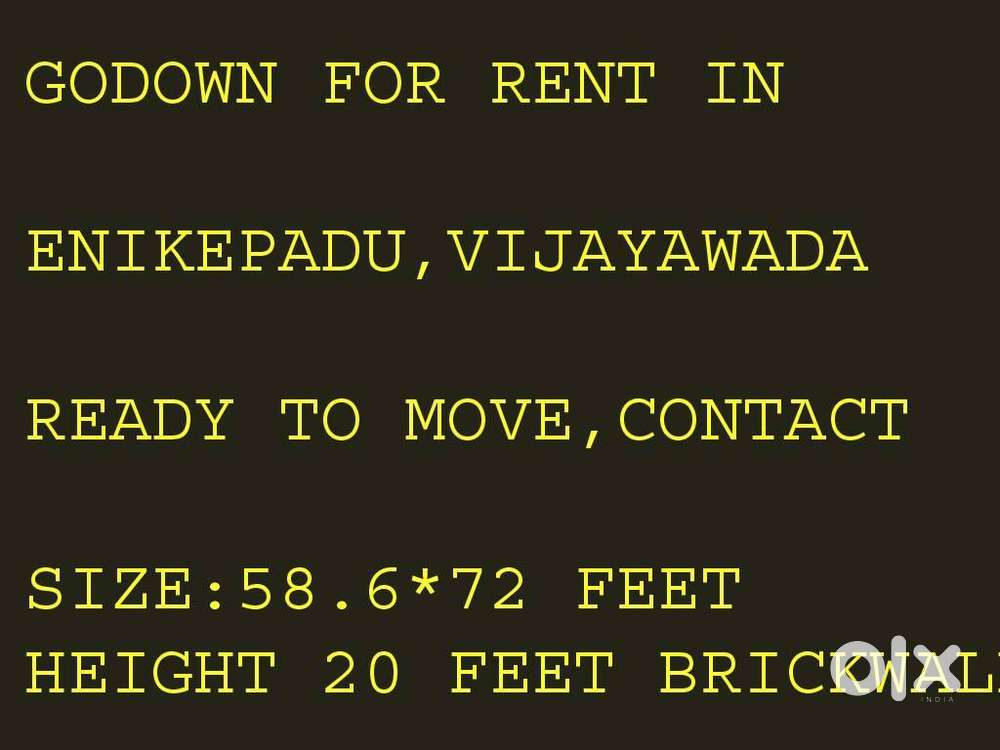 Newly Constructed Godown For Rent in ENIKEPADU, Vijayawada