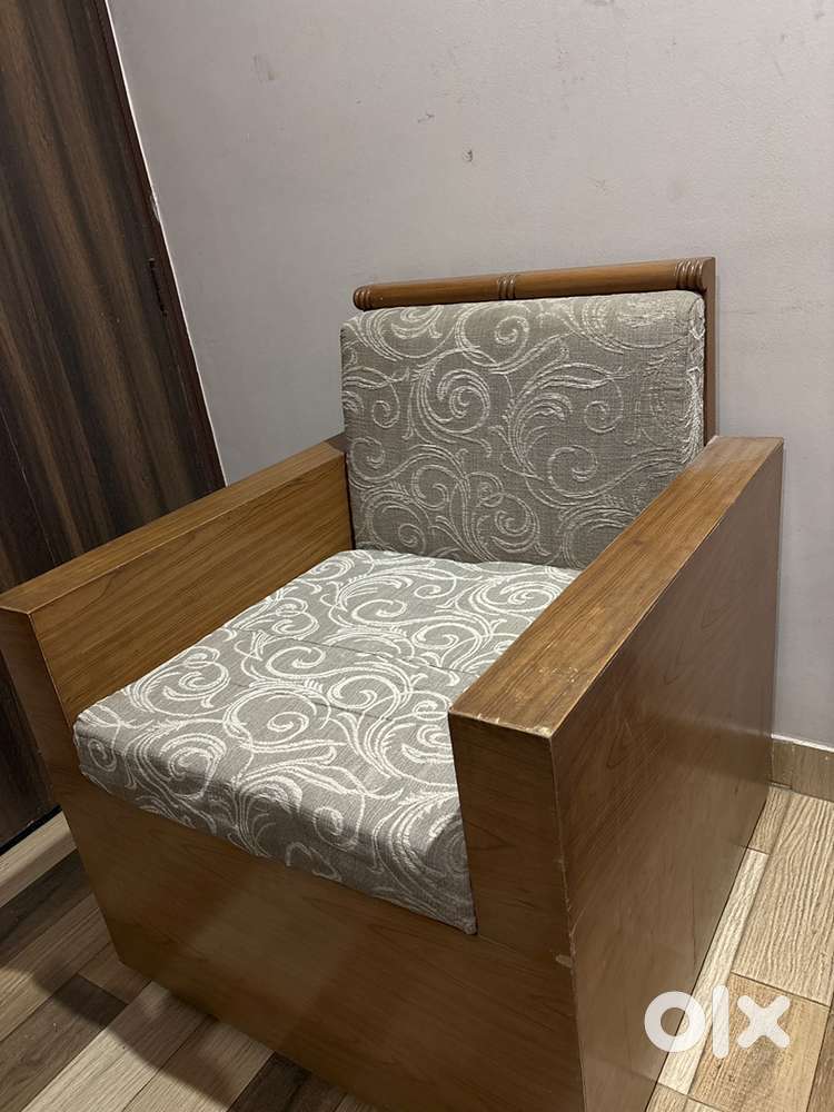 Wooden Armchairs with Cushions – Set of 2 (Good Condition)