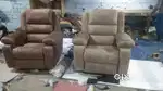 Manual recliner features a sturdy handle or level that allows users to