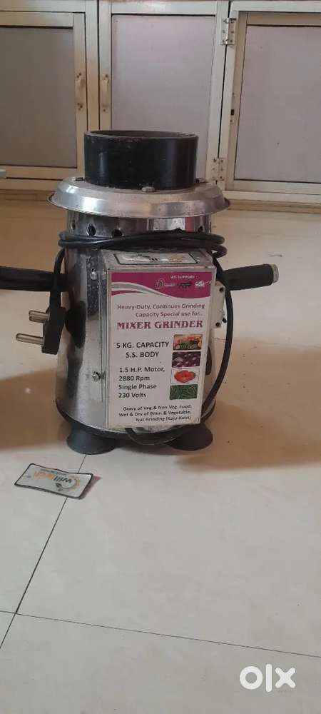 Mixer Grinder, 5kg Capacity, S.S Body, 1.5 H.p.motor ,2880Rpm,230v
