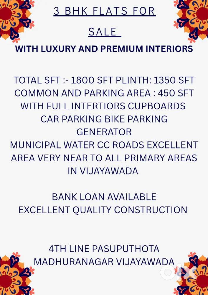 3bhk Luxurious flat With Interiors for sale