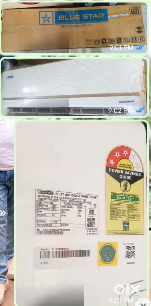 ORIGINAL ONLY INDOOR BLUESTAR 1.5 3STAR NON INVERTER HEAVY DUTY