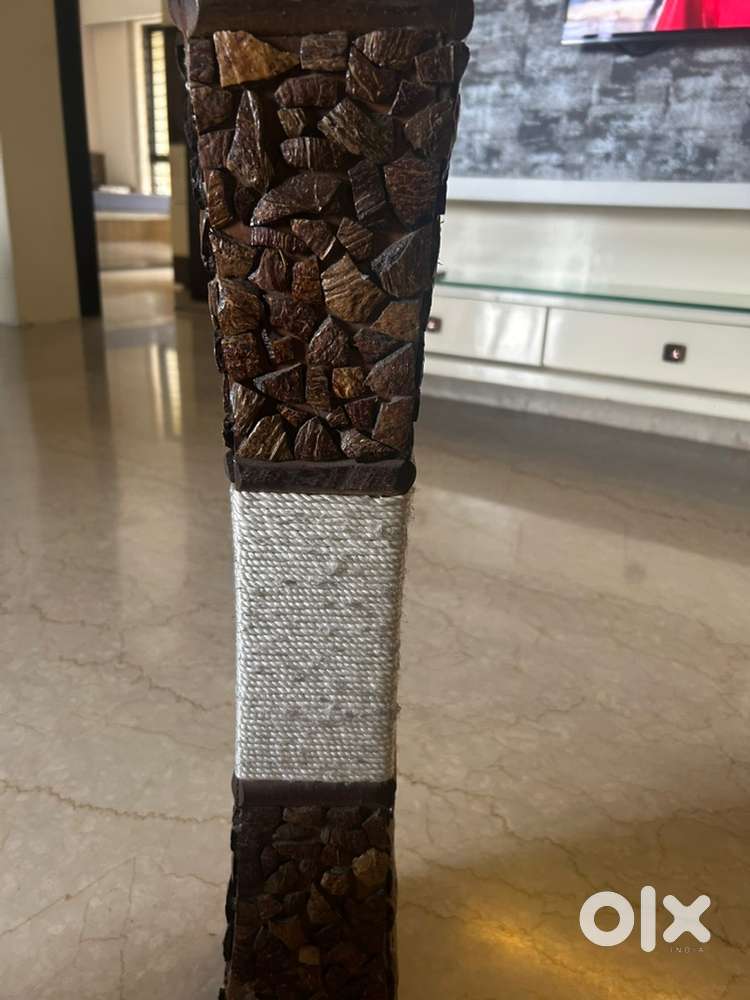 Wooden flower vase ( coconut shell design and golden rope)