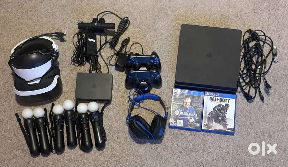 Sony PS4 Slim 1TB CUH-2215B + PSVR, 2 Controllers, 2 Move, Headset