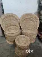 Cane apple chair with bunai stool/ mirrors/ flower planter/ mudha
