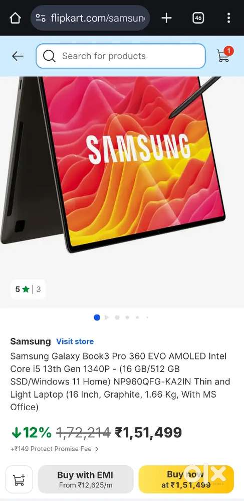 Samsung galaxy book 3 pro 360 6 month used