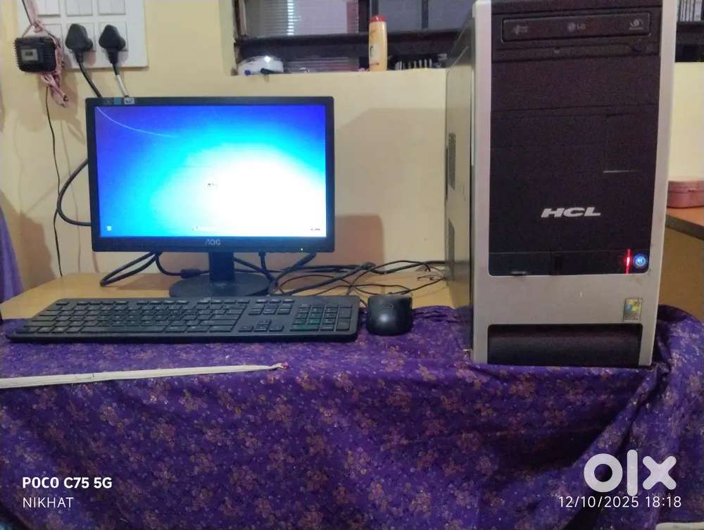 Aoc moniter and hcl cpu and lapcare and hp keyboard