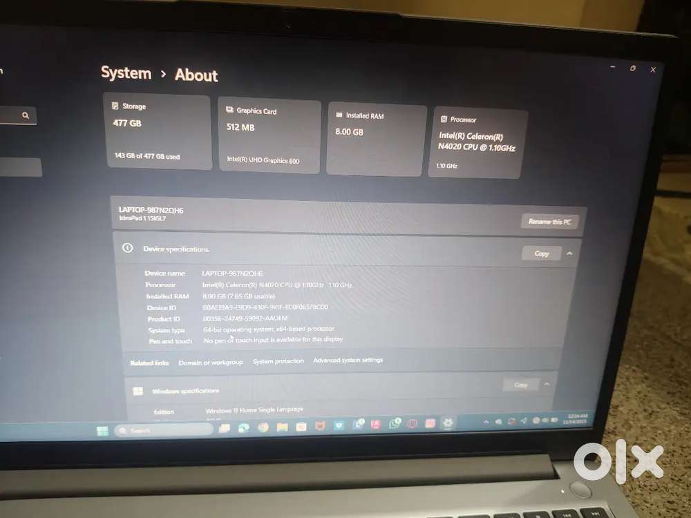 Lenovo laptop Intepad,