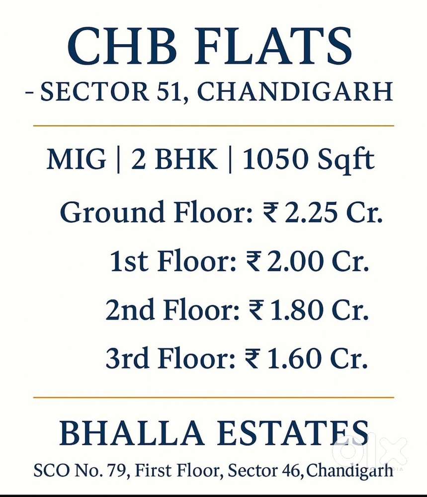 CHB MIG 2Bhk Flats ALL FLOORS AVAILABLE