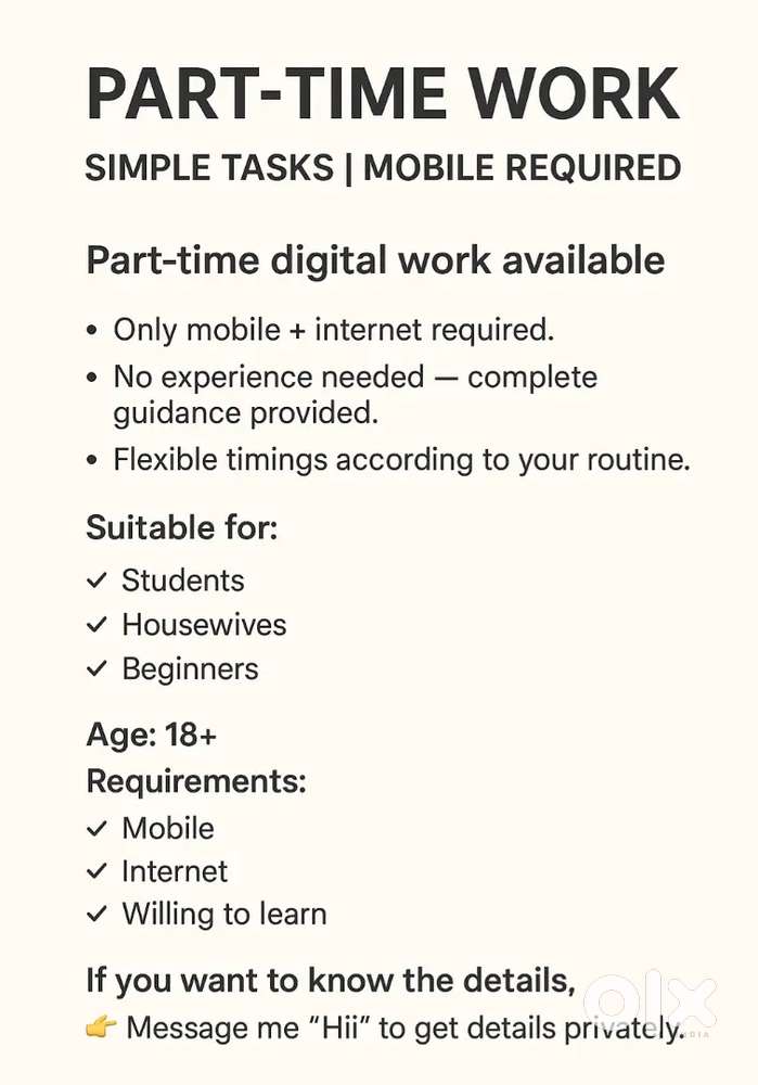 Flexible Part-Time Work  Mobile Needed