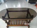 Sandalwood dinning table with solid glass..very fresh condition