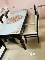 Six seater, glass wood  dining table