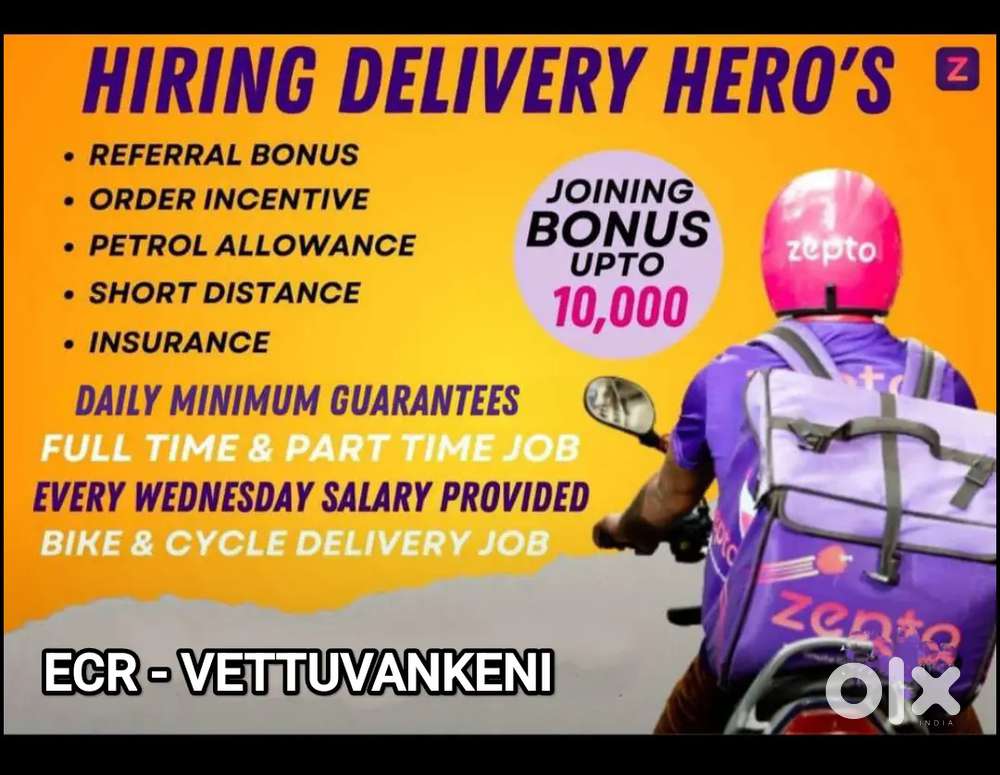 ZEPTO VETTUVANKANI WITH 3KM DELIVERY & WEEKLY EARN 5,000₹ - 10,000₹