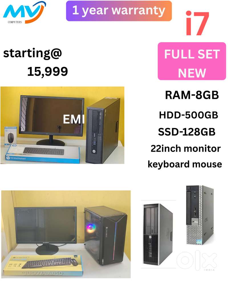 New Full Set  Branded CPU - i7Process  Ram - 8GB DDR3  SSD - 128GB