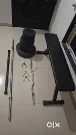 Home Fitness Gym Set with 50Kg Weights, Bench & Pull-up Bar