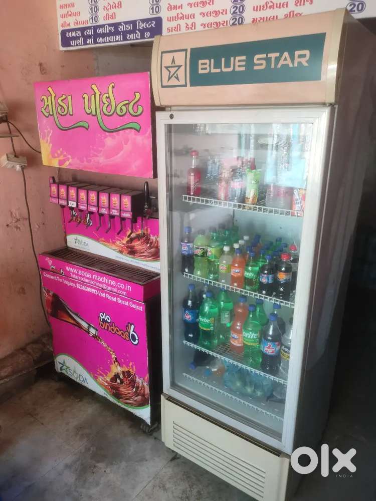 Soda machine, glass door colddrink fridge,and sugarcane machine