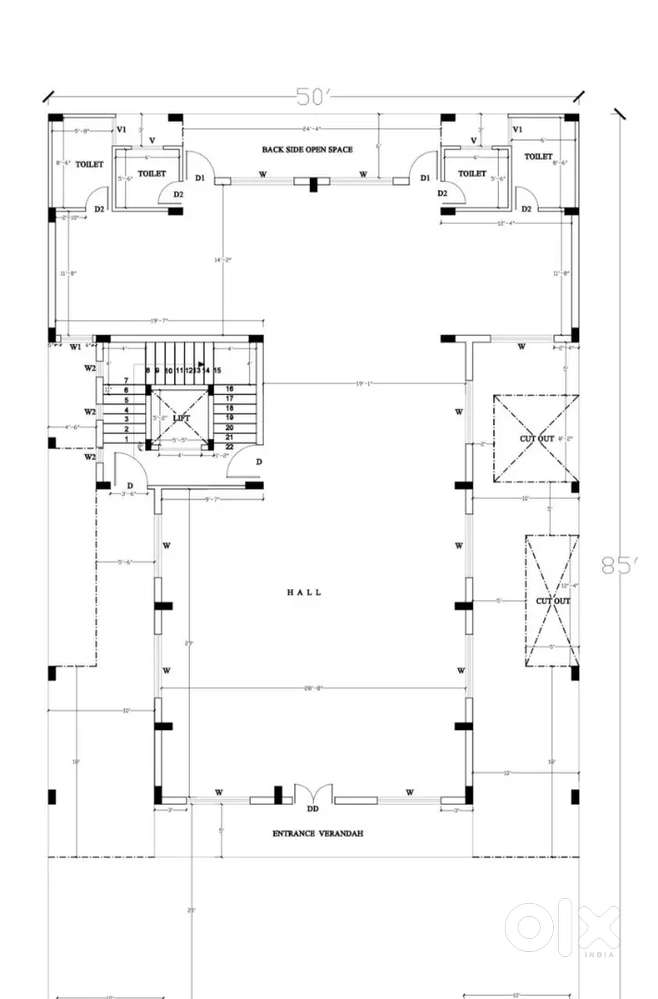 To - let 
Ground floor 2000 sq ft hall 
With 2 separate washrooms