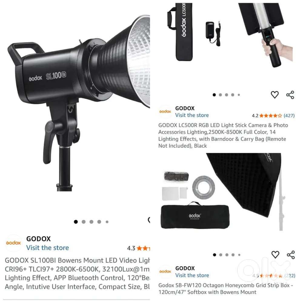 GODOX SL100BI , GODOX LC 500R, GODOX GRID, LED Video Light, RGB light