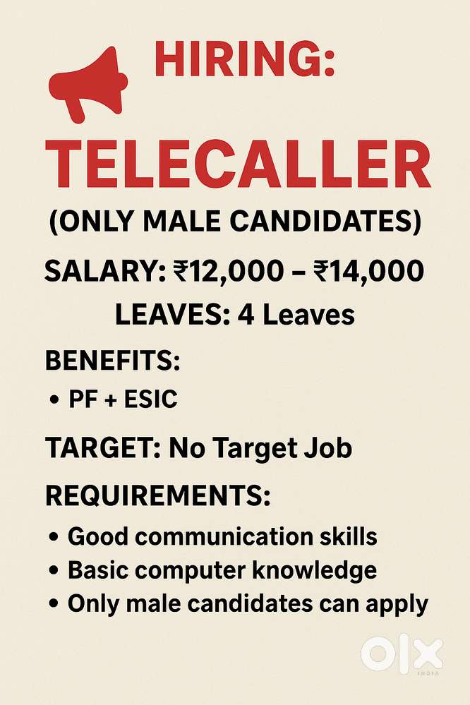 Hiring: Telecaller (Only Male Candidates)