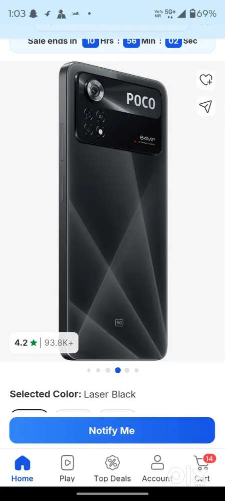 Poco x4 pro all ok mint condition hai only display par laine hai