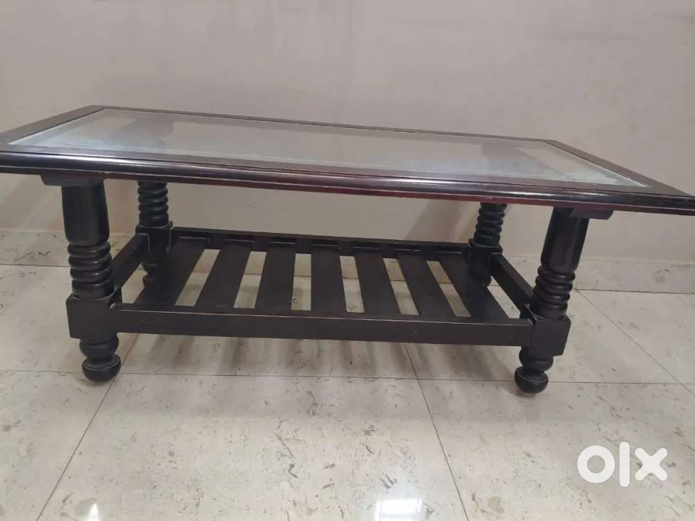 Premium sagwan Table with glass top
