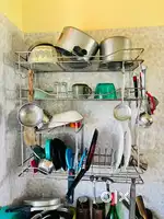 Stainless Steel Utensil Stand & Pressure Cooker (Pristine condition)