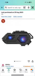 EDYELL Motorcycle Bluetooth Headsets, LED Emergency Light