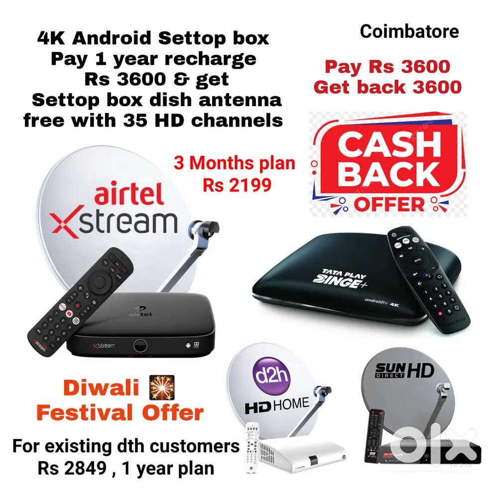 AIRTEL DTH ! TATÀ ! SUNDIRECT ! PLÀY ! DISHTV ! VIDEOCON D2H ! LED TV