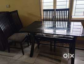 Glass Dinning Table with 4 Chairs