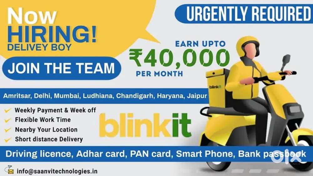 Blinkit delivery partner job
