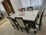 Elegant 6-Seater Dining Table with Marble Onyx Top –with 6 chairs