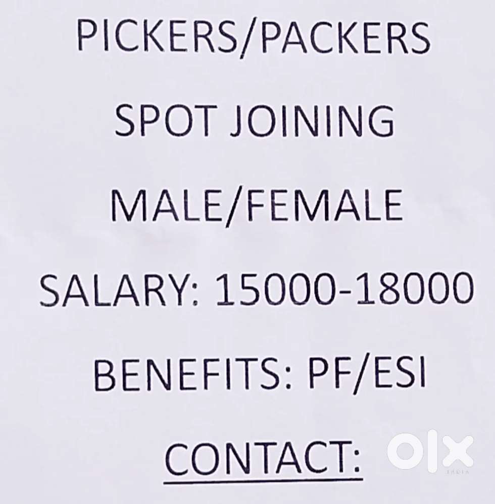 Pickers and packers at.Hyderabad