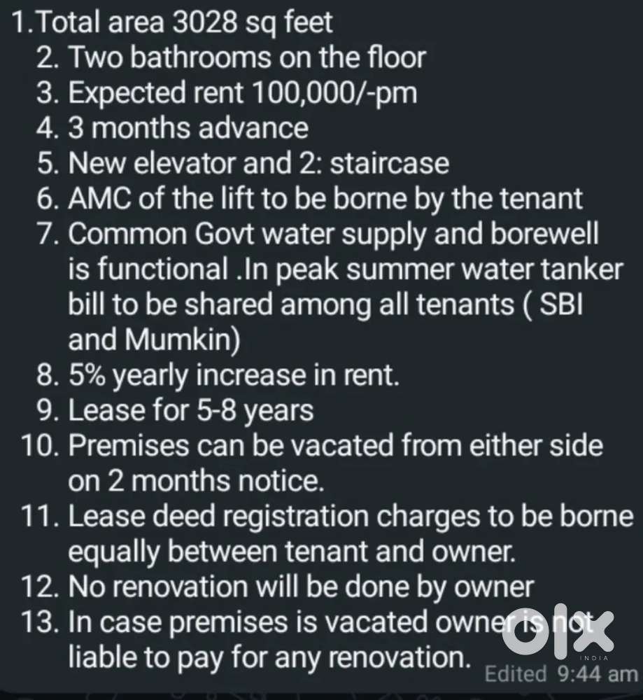 Rent for office space at hubsiguda