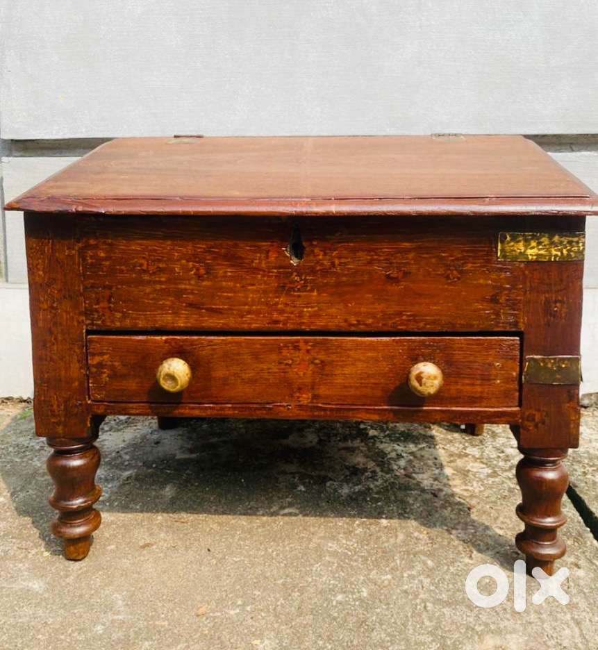 Antique teakwood munimji desk accountant with racks chest box big
