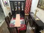Elegant Dining glass top table with chairs, Console table &almirahshow