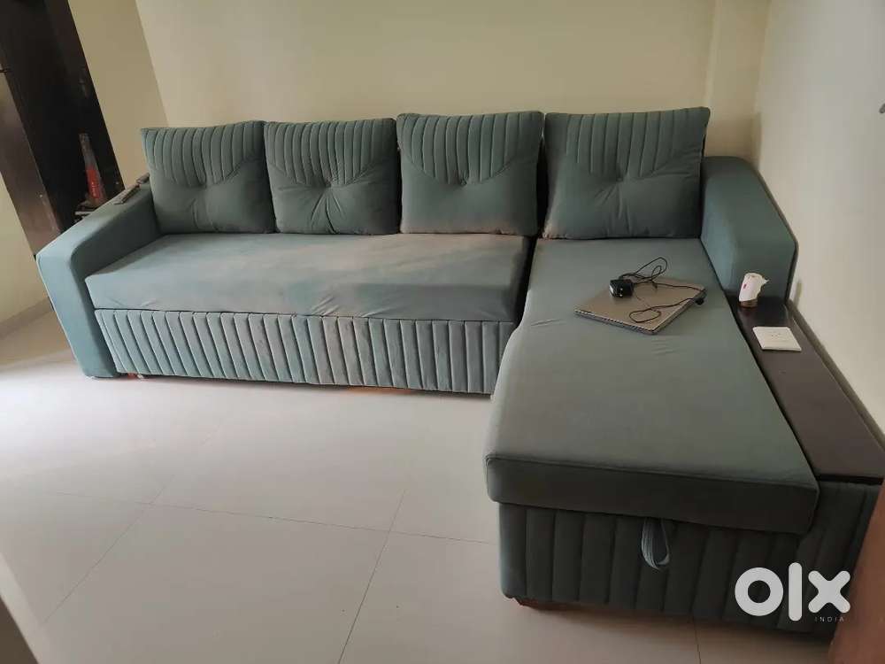 5 seater 3 fold sofa cum bed L Size with storage
