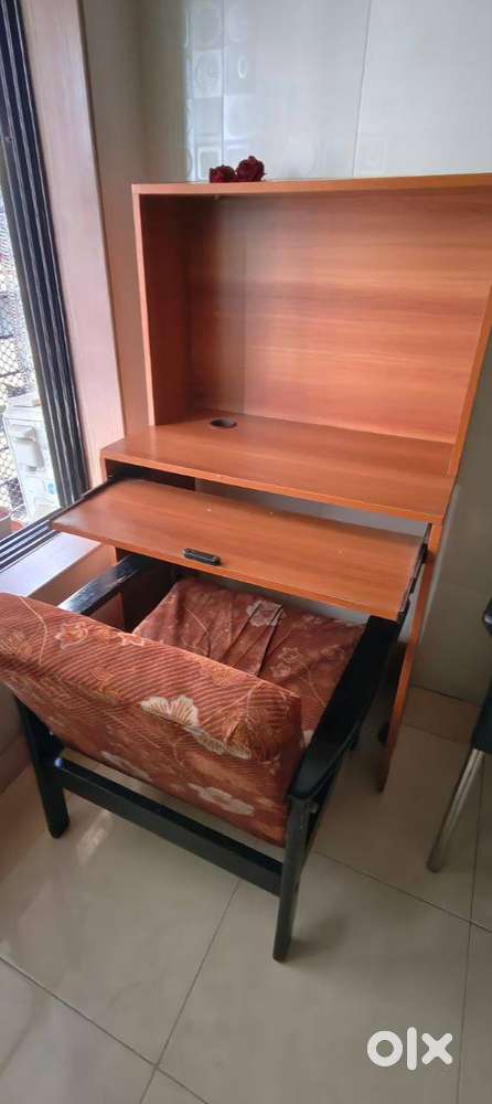 3 Teak Chairs + Computer Table & Tea Table (Used and Good Condition)