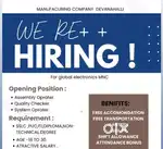 Assembly Opretor, Quality Checker, System Opretor